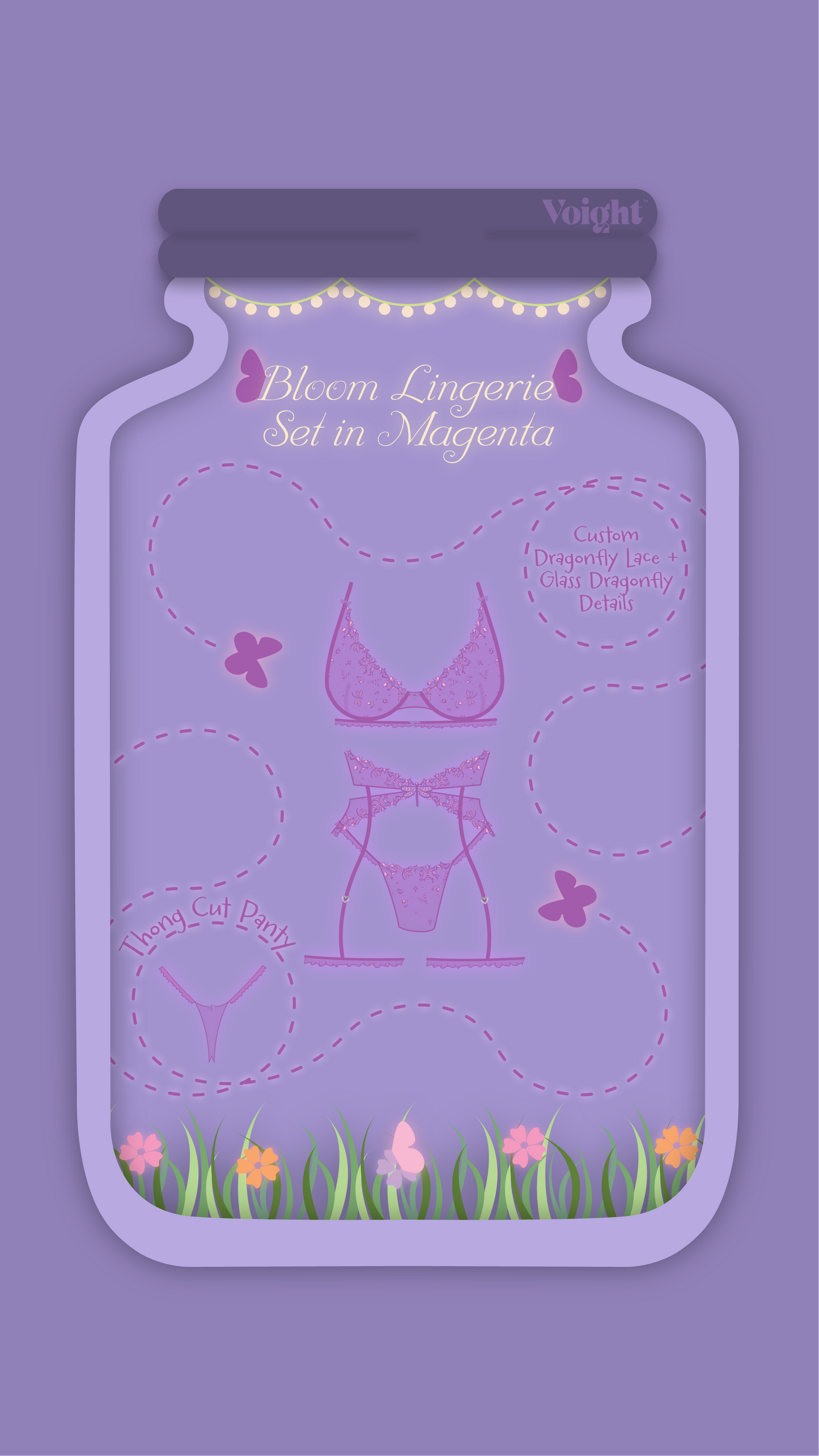 Bloom Lingerie Set in Magenta