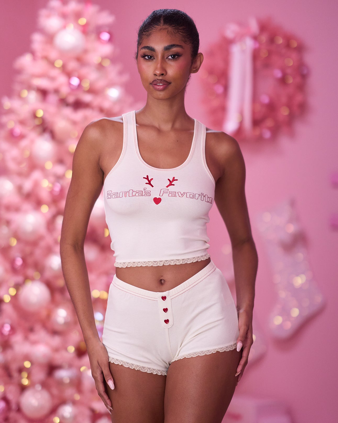 Santa's Favorite PJ Set in Cream