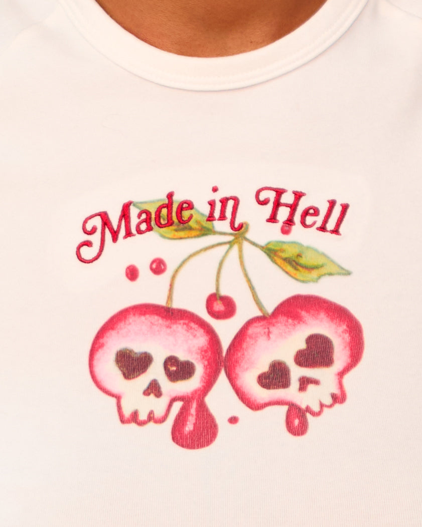 Made In Hell Baby Tee in Cream