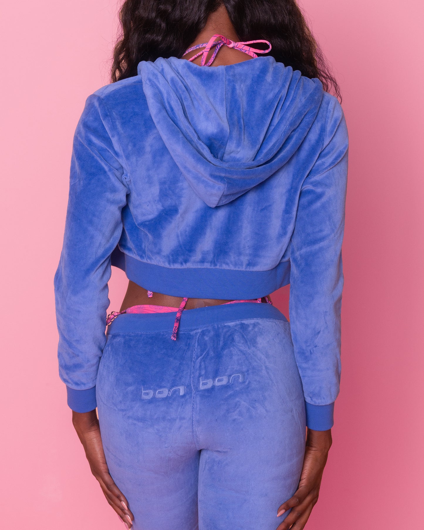 BonBon Crop Hoodie in Blue